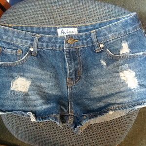 Aviva Distressed Jean Shorts